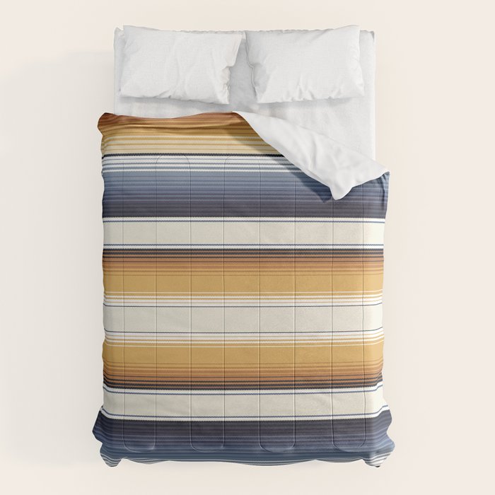 Indigo Blue, Amber Brown and Navajo White Southwest Serape Blanket Stripes Comforter Gallery Image 6