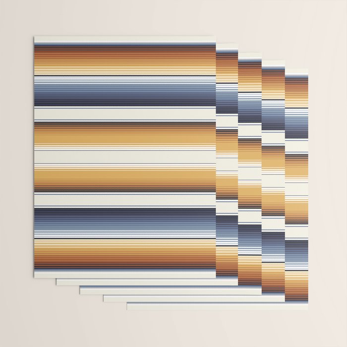 Indigo Blue, Amber Brown and Navajo White Southwest Serape Blanket Stripes Wrapping Paper Gallery Image 3