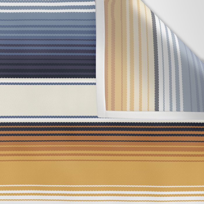 Indigo Blue, Amber Brown and Navajo White Southwest Serape Blanket Stripes Wall Tapestry Gallery Image 3