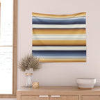 Indigo Blue, Amber Brown and Navajo White Southwest Serape Blanket Stripes Wall Tapestry Gallery Image 2