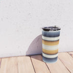 Indigo Blue, Amber Brown and Navajo White Southwest Serape Blanket Stripes Travel Mug Gallery Image 4