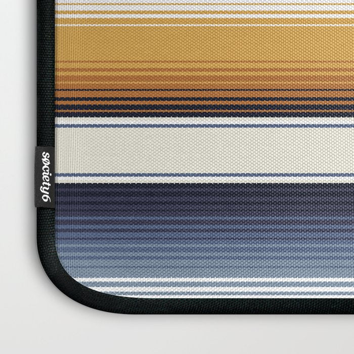Indigo Blue, Amber Brown and Navajo White Southwest Serape Blanket Stripes Laptop Sleeve Gallery Image 3