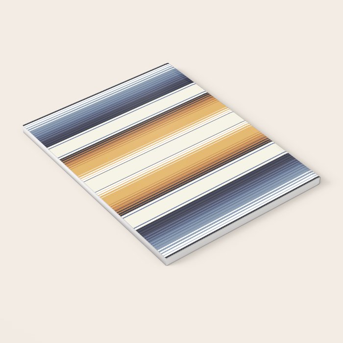 Indigo Blue, Amber Brown and Navajo White Southwest Serape Blanket Stripes Notebook Gallery Image 3