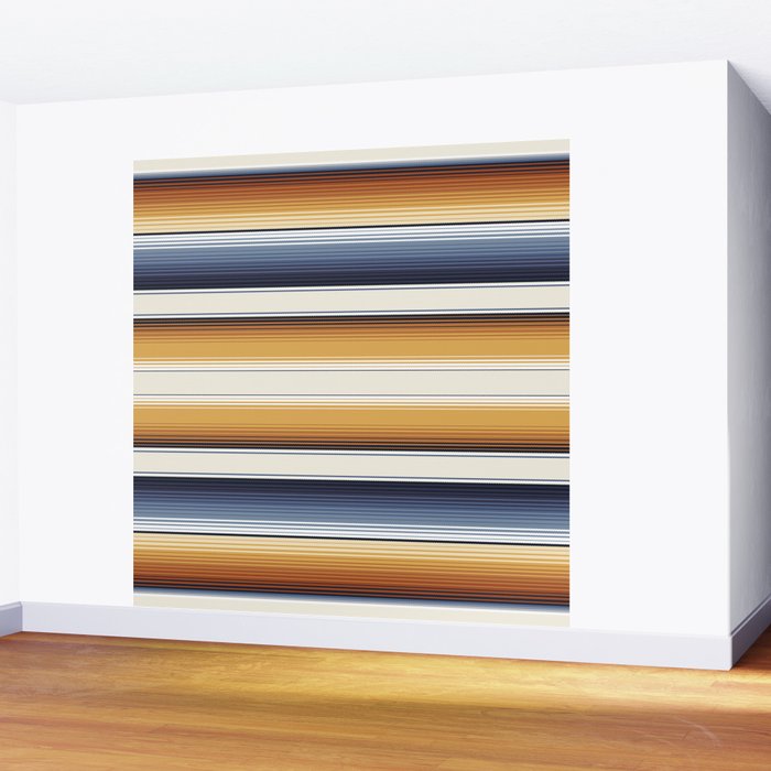 Indigo Blue, Amber Brown and Navajo White Southwest Serape Blanket Stripes Wall Mural Gallery Image 2