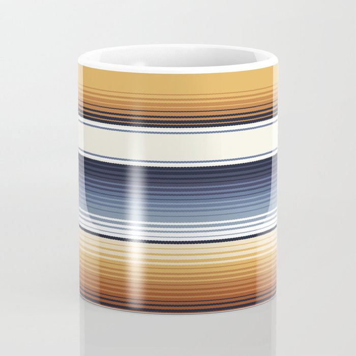 Indigo Blue, Amber Brown and Navajo White Southwest Serape Blanket Stripes Coffee Mug Gallery Image 4