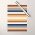 Indigo Blue, Amber Brown and Navajo White Southwest Serape Blanket Stripes Wrapping Paper Gallery Image 1