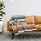 Indigo Blue, Amber Brown and Navajo White Southwest Serape Blanket Stripes Throw Blanket Gallery Image 1