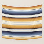 Indigo Blue, Amber Brown and Navajo White Southwest Serape Blanket Stripes Wall Tapestry Gallery Image 4