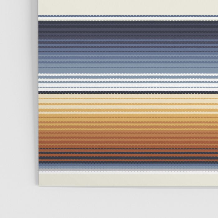 Indigo Blue, Amber Brown and Navajo White Southwest Serape Blanket Stripes Poster Gallery Image 3