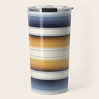 Indigo Blue, Amber Brown and Navajo White Southwest Serape Blanket Stripes Travel Mug Gallery Image 1