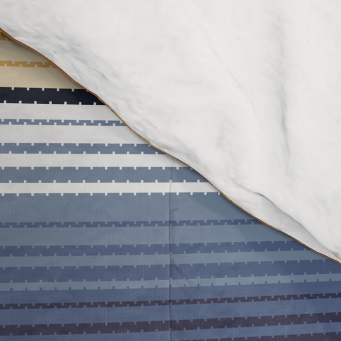 Indigo Blue, Amber Brown and Navajo White Southwest Serape Blanket Stripes Comforter Gallery Image 4