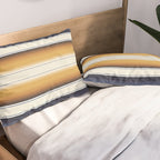 Indigo Blue, Amber Brown and Navajo White Southwest Serape Blanket Stripes Pillow Sham Gallery Image 2