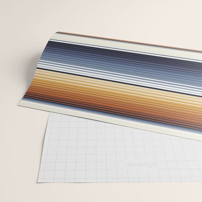 Indigo Blue, Amber Brown and Navajo White Southwest Serape Blanket Stripes Wrapping Paper Gallery Image 2