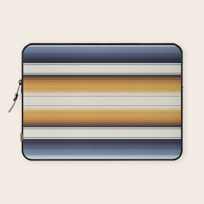 Indigo Blue, Amber Brown and Navajo White Southwest Serape Blanket Stripes Laptop Sleeve Gallery Image 1
