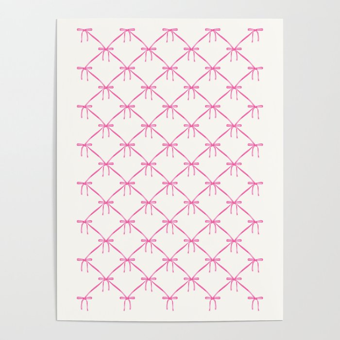 Bows & Ribbons Pattern VIII Y2K Pink Poster Gallery Image 1