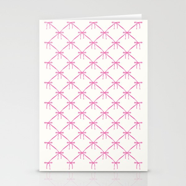 Bows & Ribbons Pattern VIII Y2K Pink Stationery Card Gallery Image 1
