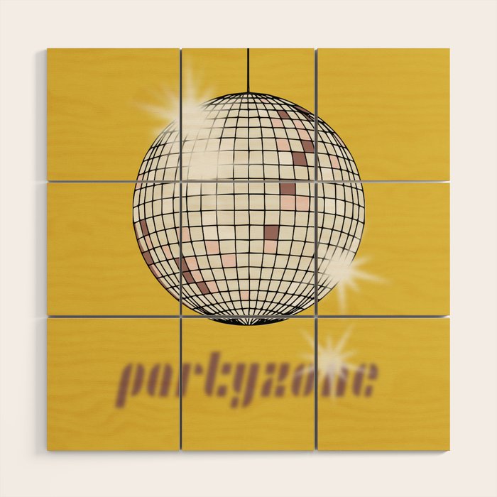 Celebrate the 80s Partyzone yellow Wood Wall Art Gallery Image 1