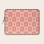 Mid Century Modern Atomic Stars Retro Checkered Starburst Pattern in Blush Pink Laptop Sleeve Gallery Image 1