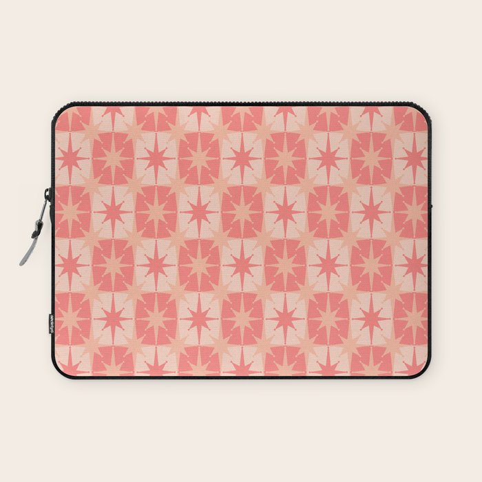 Mid Century Modern Atomic Stars Retro Checkered Starburst Pattern in Blush Pink Laptop Sleeve Gallery Image 1