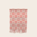 Mid Century Modern Atomic Stars Retro Checkered Starburst Pattern in Blush Pink Wall Hanging Gallery Image 1