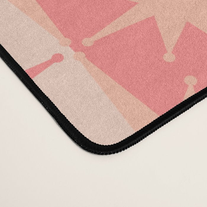 Mid Century Modern Atomic Stars Retro Checkered Starburst Pattern in Blush Pink Desk Mat Gallery Image 4