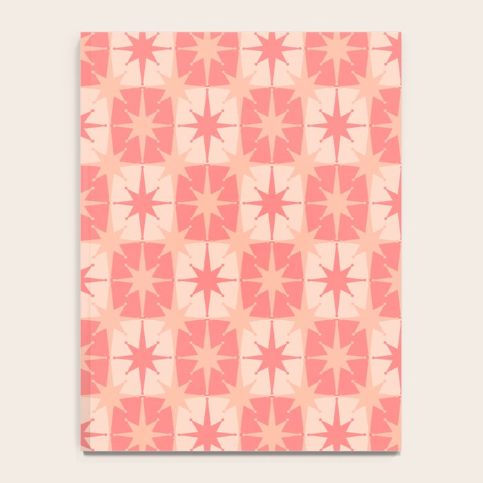 Mid Century Modern Atomic Stars Retro Checkered Starburst Pattern in Blush Pink Notebook Gallery Image 4