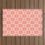 Mid Century Modern Atomic Stars Retro Checkered Starburst Pattern in Blush Pink Outdoor Rug Gallery Image 1