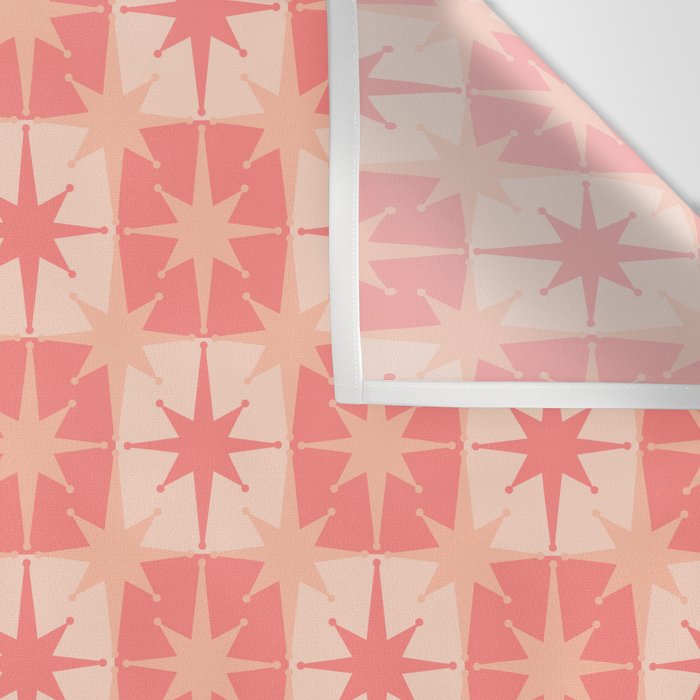 Mid Century Modern Atomic Stars Retro Checkered Starburst Pattern in Blush Pink Wall Tapestry Gallery Image 3