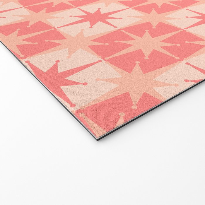 Mid Century Modern Atomic Stars Retro Checkered Starburst Pattern in Blush Pink Welcome Mat Gallery Image 2