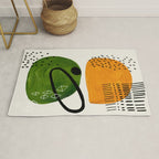 Mid Century Modern Abstract Colorful Art Patterns Olive Green Yellow Ochre Orbit Geometric Objects Rug Gallery Image 1