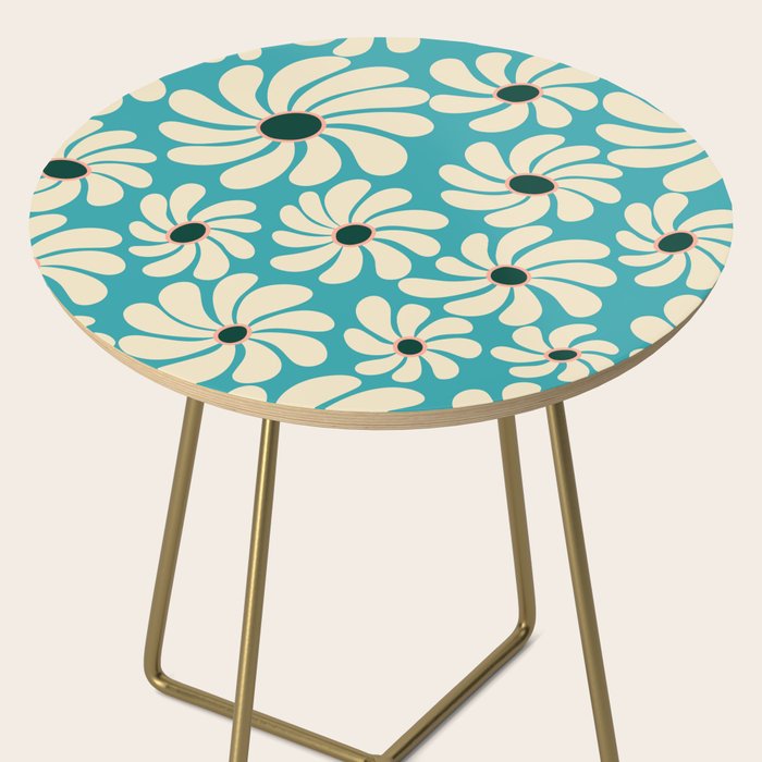 Retro Super Bloom - 70'S Vibe - Turquoise Side Table Gallery Image 2