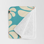 Retro Super Bloom - 70'S Vibe - Turquoise Throw Blanket Gallery Image 3