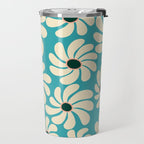 Retro Super Bloom - 70'S Vibe - Turquoise Travel Mug Gallery Image 2