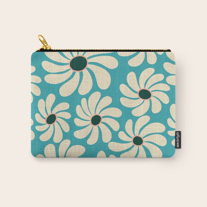 Retro Super Bloom - 70'S Vibe - Turquoise Carry All Pouch Gallery Image 1