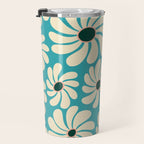 Retro Super Bloom - 70'S Vibe - Turquoise Travel Mug Gallery Image 3