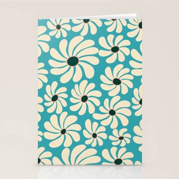 Retro Super Bloom - 70'S Vibe - Turquoise Stationery Card Gallery Image 2