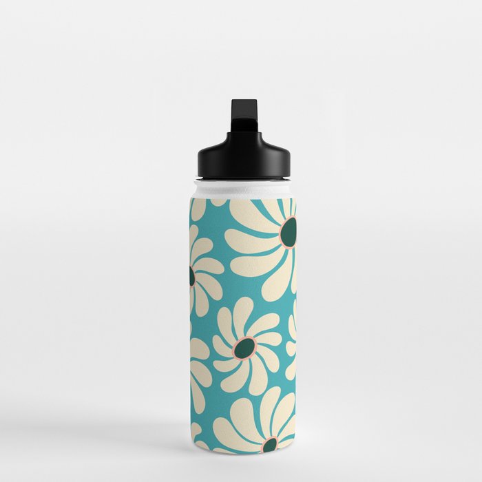 Retro Super Bloom - 70'S Vibe - Turquoise Water Bottle Gallery Image 3