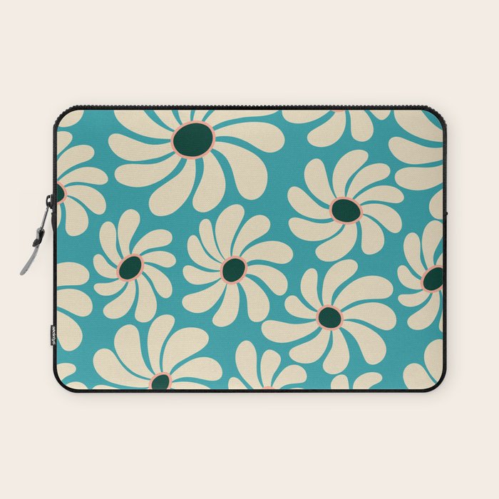 Retro Super Bloom - 70'S Vibe - Turquoise Laptop Sleeve Gallery Image 1