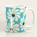 Retro Super Bloom - 70'S Vibe - Turquoise Coffee Mug Gallery Image 1