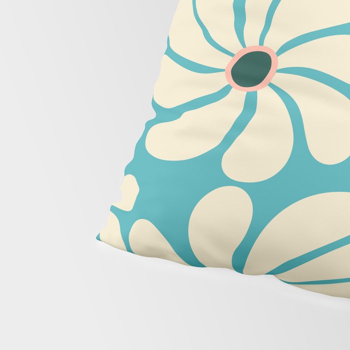 Retro Super Bloom - 70'S Vibe - Turquoise Pillow Sham Gallery Image 4