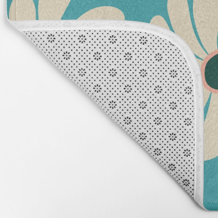 Retro Super Bloom - 70'S Vibe - Turquoise Bath Mat Gallery Image 2