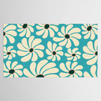 Retro Super Bloom - 70'S Vibe - Turquoise Tablecloth Gallery Image 2
