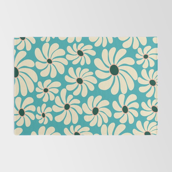 Retro Super Bloom - 70'S Vibe - Turquoise Rug Gallery Image 2