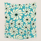 Retro Super Bloom - 70'S Vibe - Turquoise Wall Tapestry Gallery Image 4