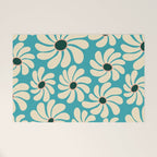 Retro Super Bloom - 70'S Vibe - Turquoise Welcome Mat Gallery Image 1