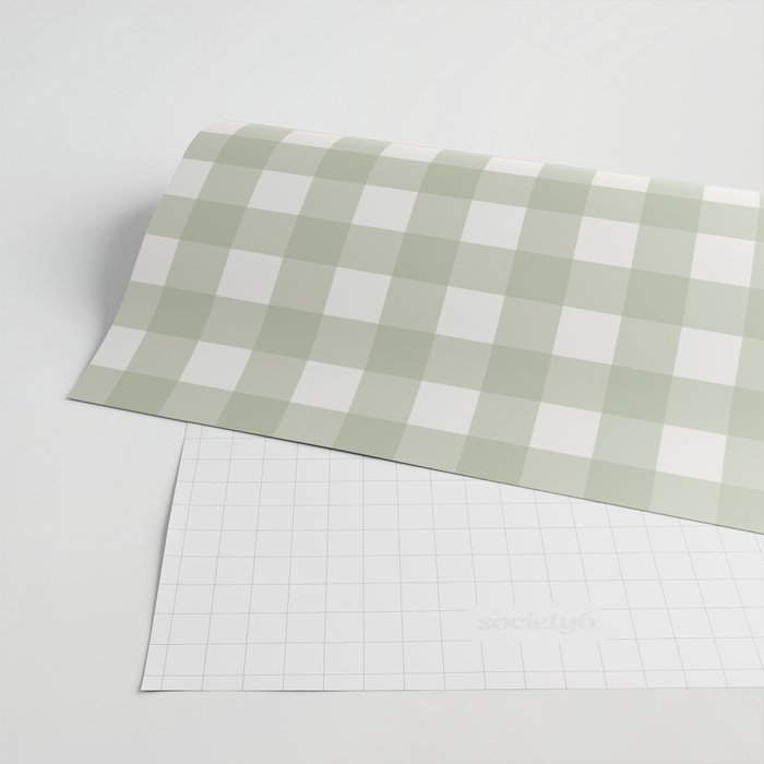 Sage Green Gingham Check Pattern Wrapping Paper Gallery Image 2