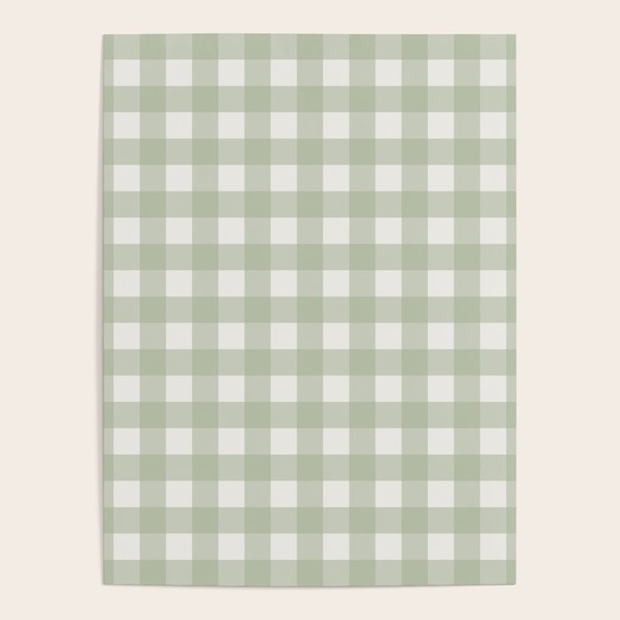 Sage Green Gingham Check Pattern Poster Gallery Image 4