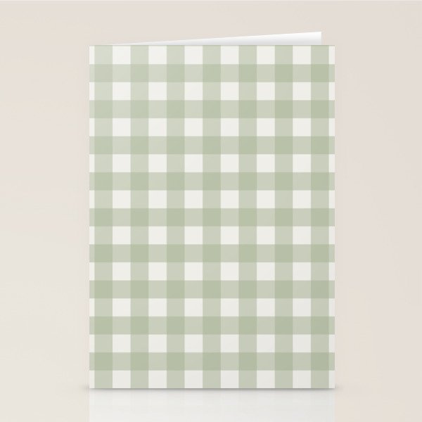 Sage Green Gingham Check Pattern Stationery Card Gallery Image 2