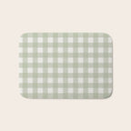 Sage Green Gingham Check Pattern Bath Mat Gallery Image 1