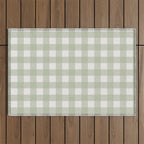 Sage Green Gingham Check Pattern Outdoor Rug Gallery Image 1